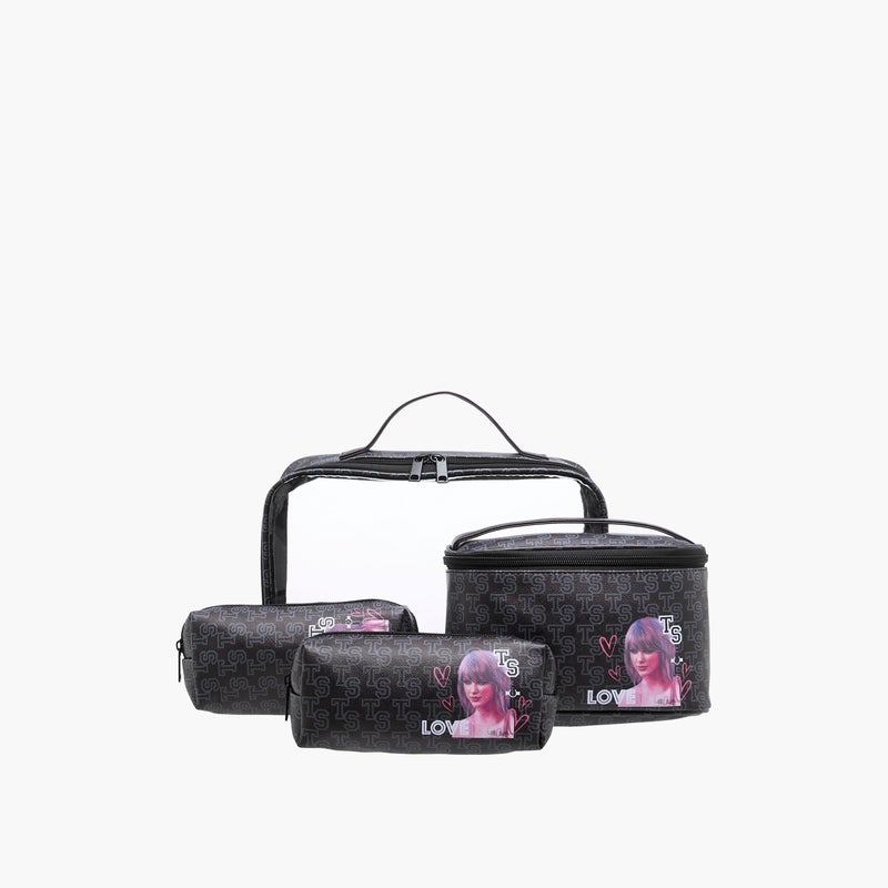 LIFESTYLE Taylor Swift Print Black Cosmetic Bag Set for Women - Image 1